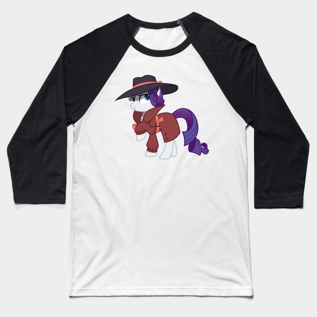 Detective Rarity Baseball T-Shirt by CloudyGlow